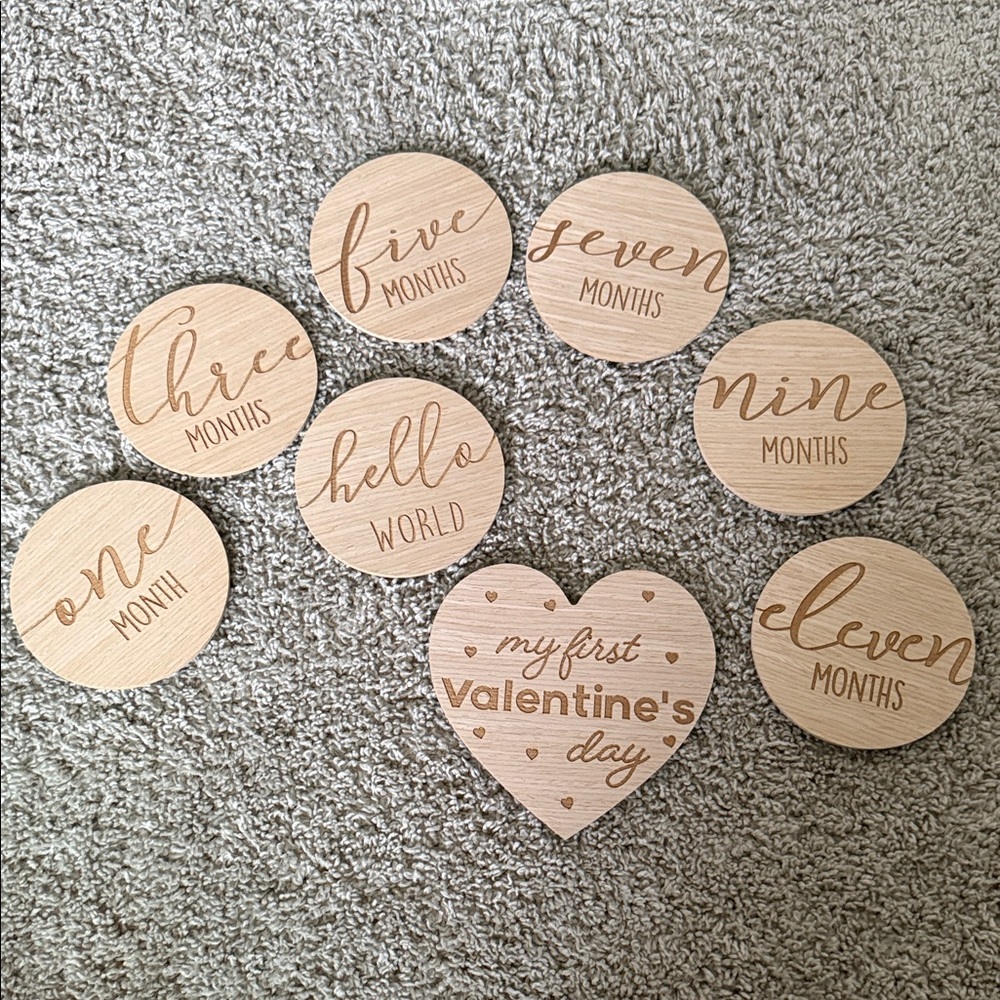 Wooden Milestone Discs for Baby (double sided)